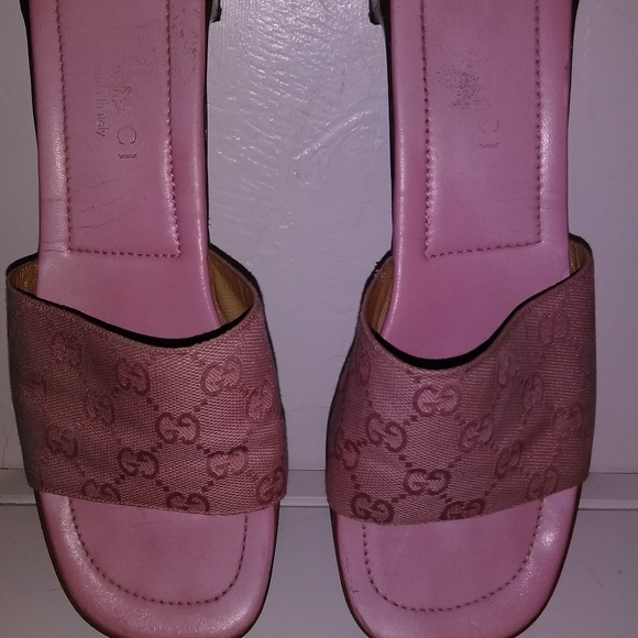 Gucci Shoes - Vintage Gucci Pink Leather Print  Sandals$$75